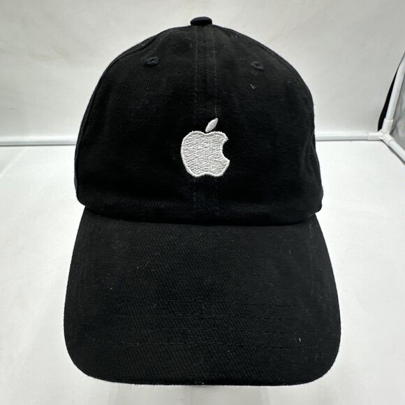 Apple Logo Hat Adjustable Back Black Employee Computers Outdoor Engineer Mens - Picture 1 of 8
